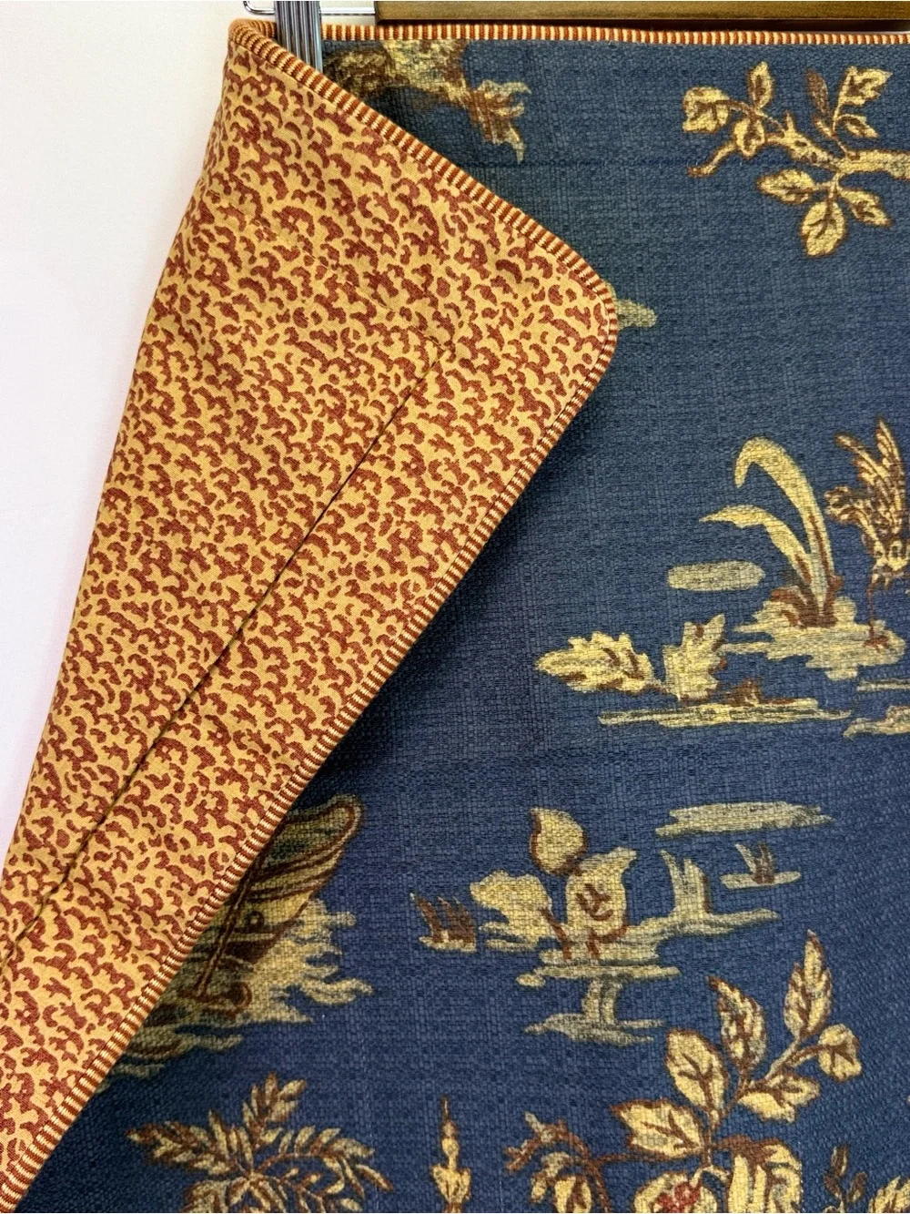 Silk Road Blue Cotton Jacquard Pillow Sham Chinoiserie Print 2 Standard/King